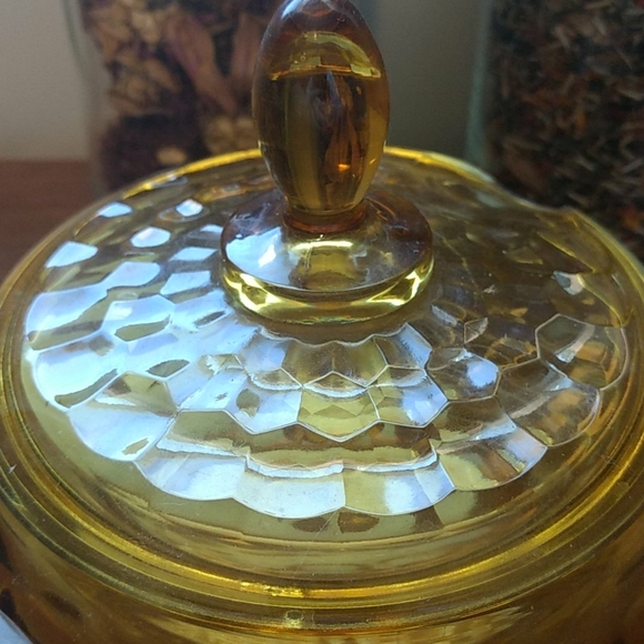 Vintage Amber Glass Powder Bowl / Candy Dish - Picture 2 of 7
